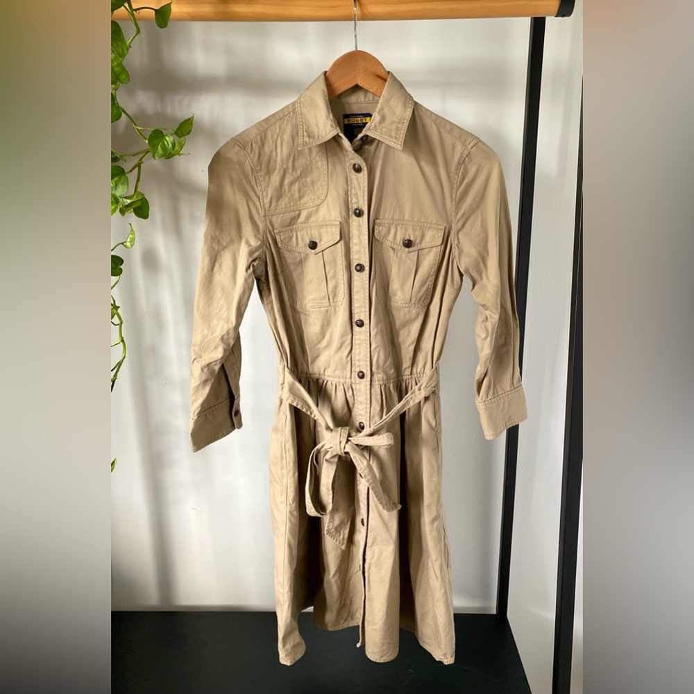 Rugby Ralph Lauren Khaki Safari Belt Dress Trench (Size 0)